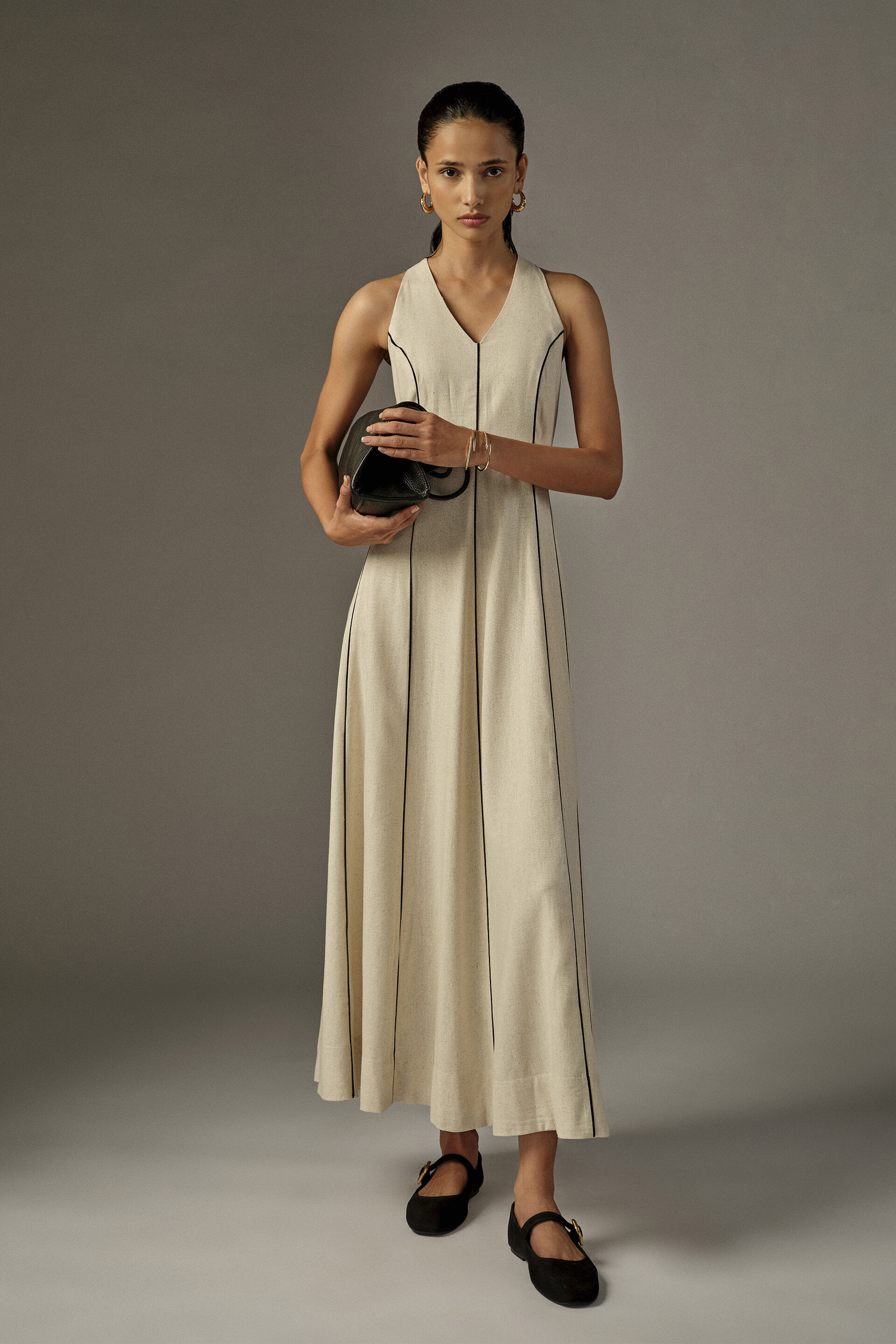 Caelis Off-White Maxi Dress, Natural, image 2